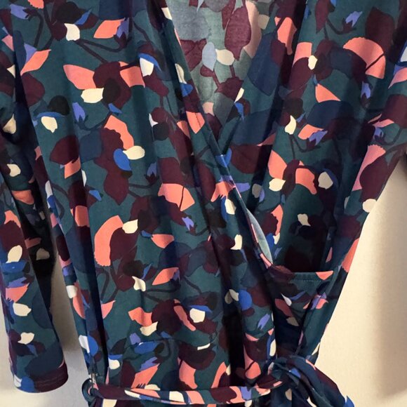 Leota Wrap Dress - Size Large - Teal Floral - Picture 4 of 6